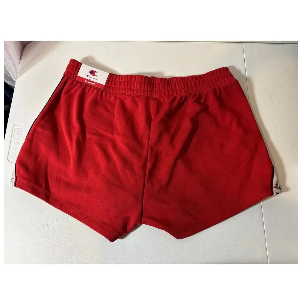 Champion NWT Size XL Women's Red Pull-On Elastic Waist Shorts Motif Taping